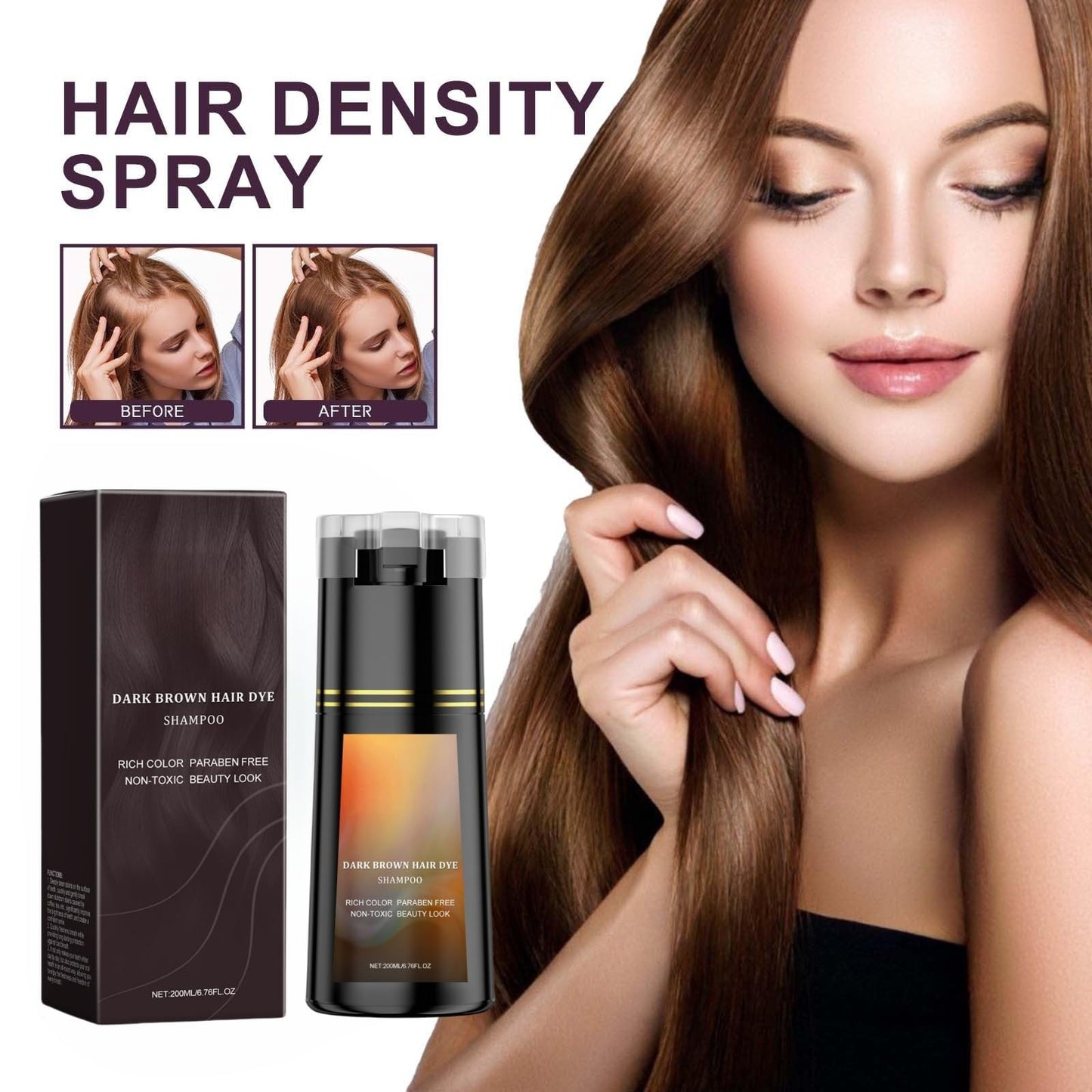 Dark Brown Polar Hair Dye Shampoo,Hair Dye Semi Permanent Color,3 in 1 Sha/mpoo,H/air Dye Shamp/oo,Ha/ir Care Dye Shampo/o,Dark B/rown Hai/r Dye Permanent(Dark Brown)
