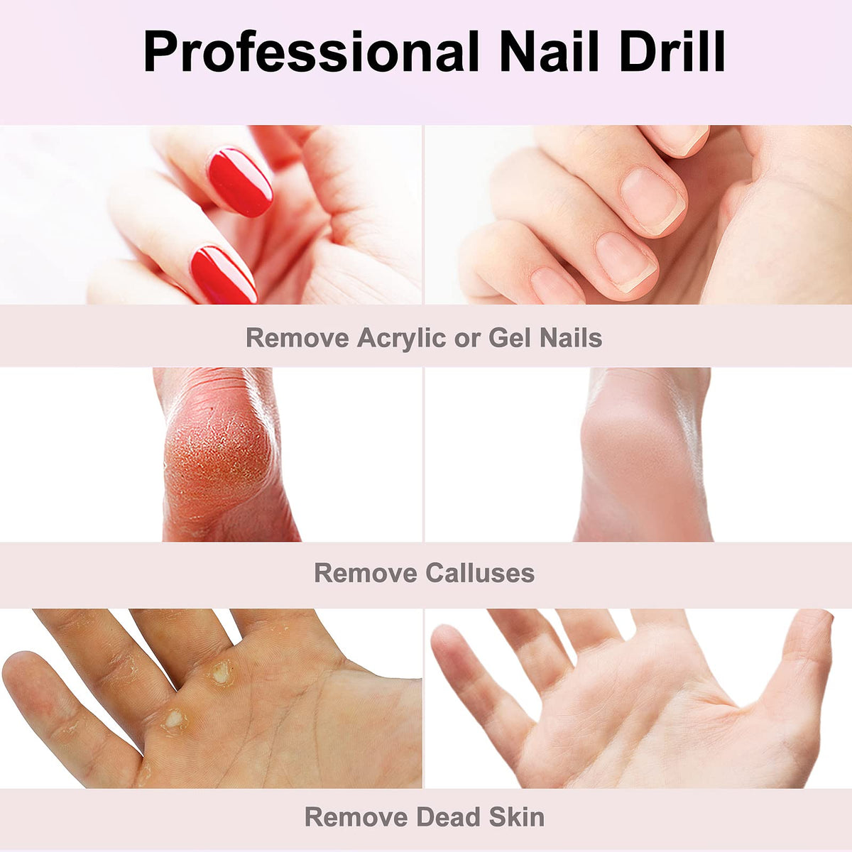 COSLUS Nail Drill Cordless Portable Electric Manicure and Pedicure Set, Professional Nail Files for Acrylic Gel Nails, 45 Nail Drill Kits, Cuticles Hard Skin, Adjustable Speed Rechargeable E File