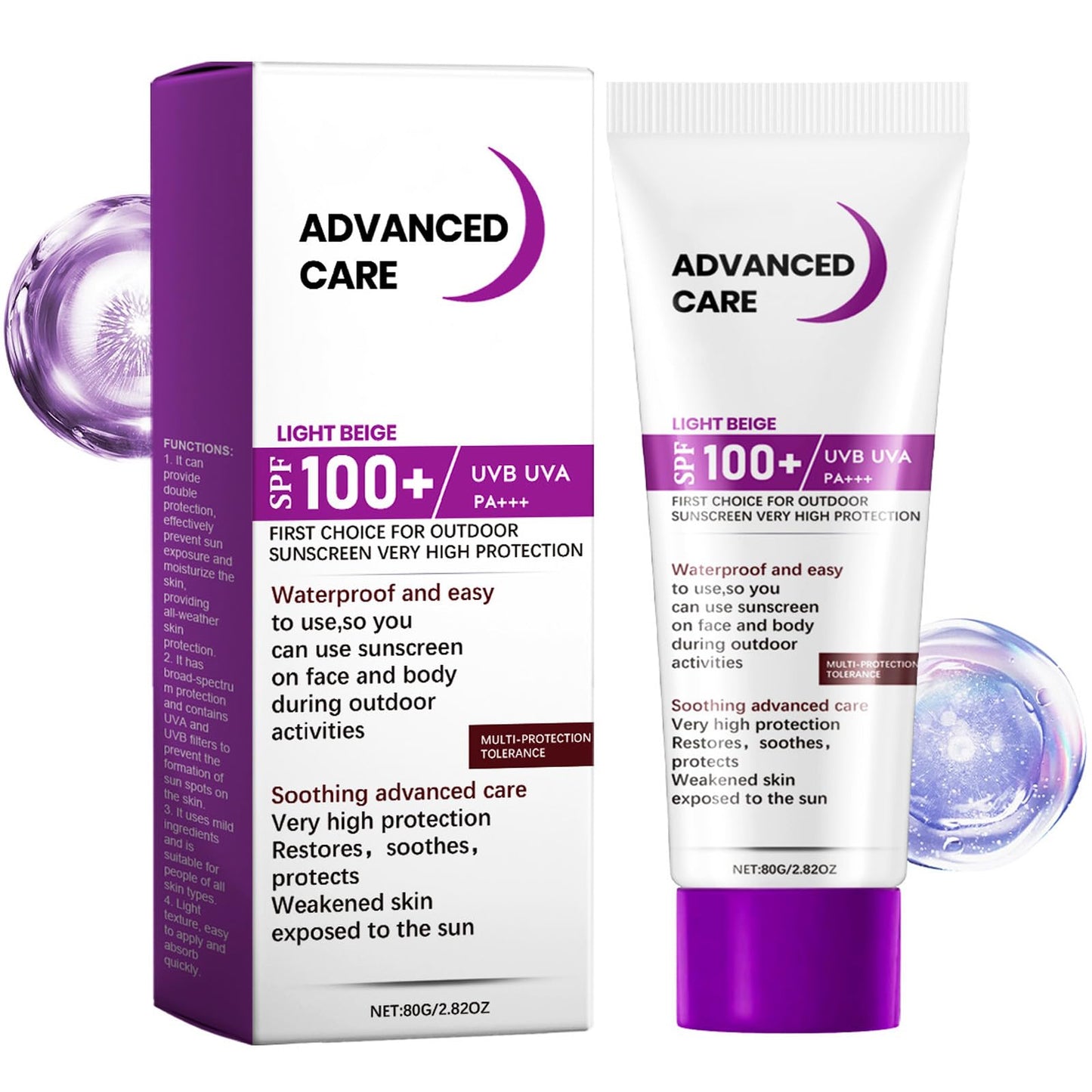 Spf 100 Sunscreen - Sun Cream Spf 100 - Uvb/Uva High Protection SPF 100+ Face Moisturiser - Factor 100+ Sun Screen Prevent Sunburn -Waterproof Moisturiser Soothing Skin 80g