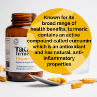 Taka Turmeric, 120 Caps Organic Turmeric with Black Pepper Extract Tumeric Curcumin Supplement, High Strength Tumeric Capsules with Curcumin and Black Pepper, Vegan, Recyclable Packaging