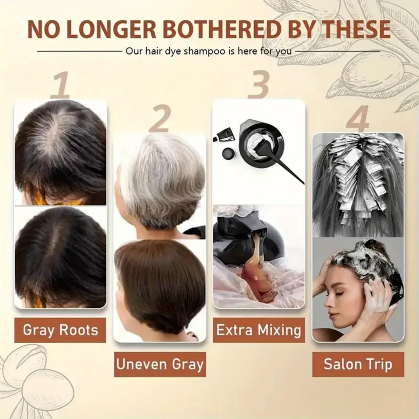 Dark Brown Polar Hair Dye Shampoo,Hair Dye Semi Permanent Color,3 in 1 Sha/mpoo,H/air Dye Shamp/oo,Ha/ir Care Dye Shampo/o,Dark B/rown Hai/r Dye Permanent(Dark Brown)