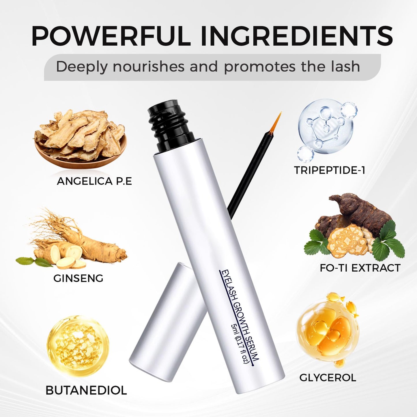 Shengqialun Eyelash Growth Serum - Lash Serum For Boosting Growth & Thickness - Natural Formula With Polygonum Multiflorum For Strong Growth - Lash Enhancer For Fuller Lashes