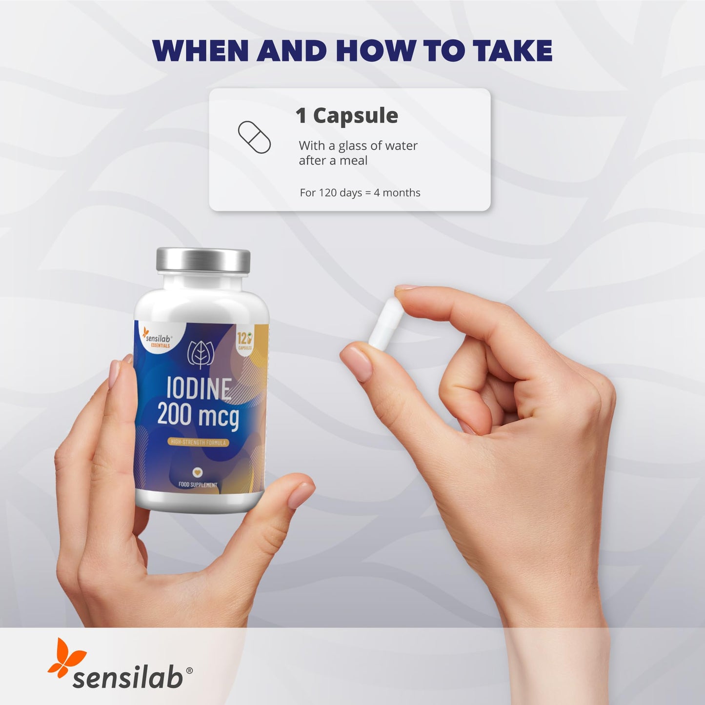 Iodine Tablets 200 mcg – Potassium Iodide Capsules for Thyroid & Nervous System Support – 120 Iodine Capsules - 4-Month Supply by Sensilab Essentials