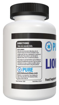 Pure: Vitality Pure Lions Mane 2,000mg (90 Capsules) - GMP HACCP Certified - UK Manufacturer