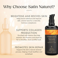 Satin Naturel Vitamin C Serum 100 ml – Anti-Age Face Serum with Retinol, Hyaluronic Acid & Organic Aloe Vera – For Dark Spots & Wrinkles – For Radiant Skin – Vegan & Natural Cosmetics