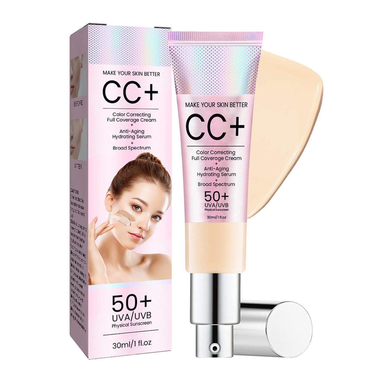 SHEBEEDO CC Cream,CC+ Cream Foundation Natural Concealer, Anti-Aging Color Correcting Full Coverage Foundation, Moisturizing Moisturized Skin Foundations, Make Your Skin But Better