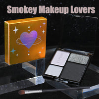 LYNTYAOU Black Silver Smoky Eyeshadow Palettes Goth Eye Shadow Palette, Gray Cool Make-Up Palettes Shimmer for Women Glitter Make up Set, Festival Eyeshadows 4 Colour, Long Lasting Highly Pigmented with Brush