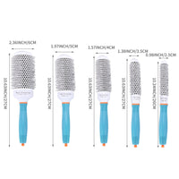 Smallterm Ceramic Ionic Round Hair Brush Barrel Hairdressing Hair Salon Styling Barrel Curling Brush Tool Set（19mm 25mm 32mm 45mm 53mm） (Blue)