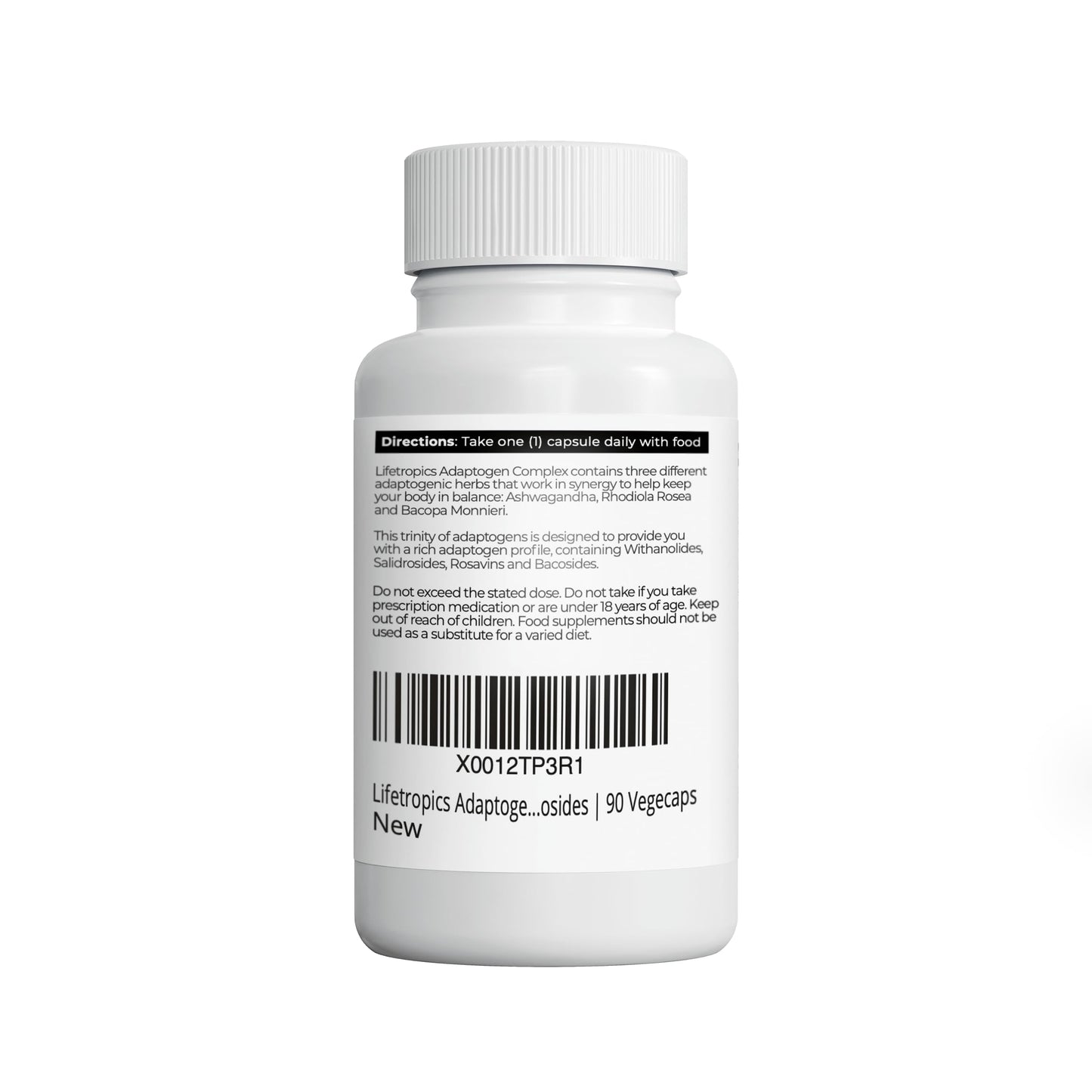 Lifetropics Adaptogen Complex - Ashwagandha KSM-66, Rhodiola Rosea, Bacopa Monnieri - for Balance, Calm, and Daily Resilience - 90 Vegetable Capsules