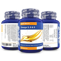 Omega 3 6 & 9 Oil 1000mg, 120 Softgels. Source of Alpha-Linolenic Acid. Supports Maintenance of Normal Blood Cholesterol. Made in UK.