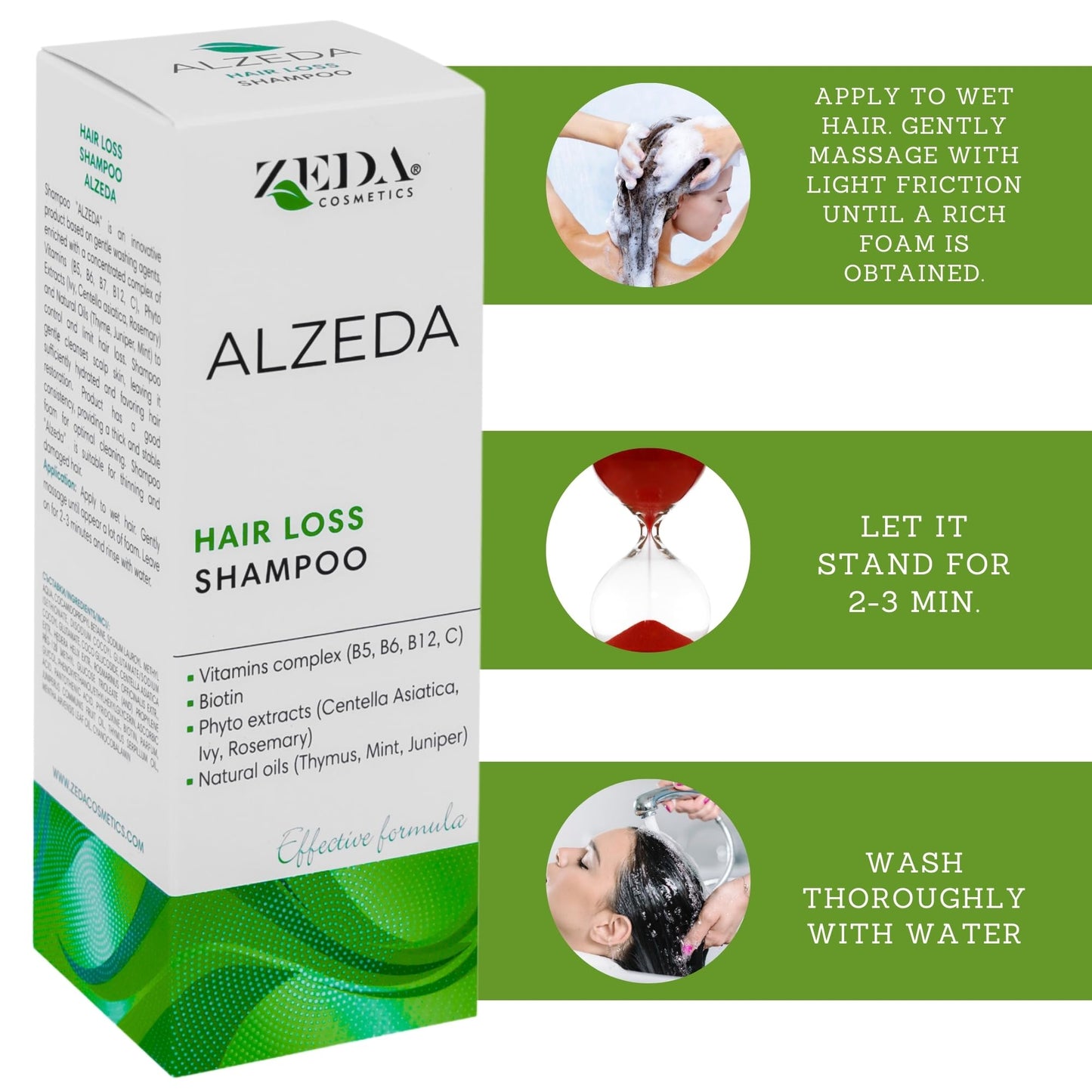 ALZEDA Anti Hair Loss Shampoo 200 ml with Biotin, Rosemary, Vitamin C, B12, B Complex, Mint | Anti Hair Loss | Hair Growth | for Men and Women | Hair Growth | Hair Loss