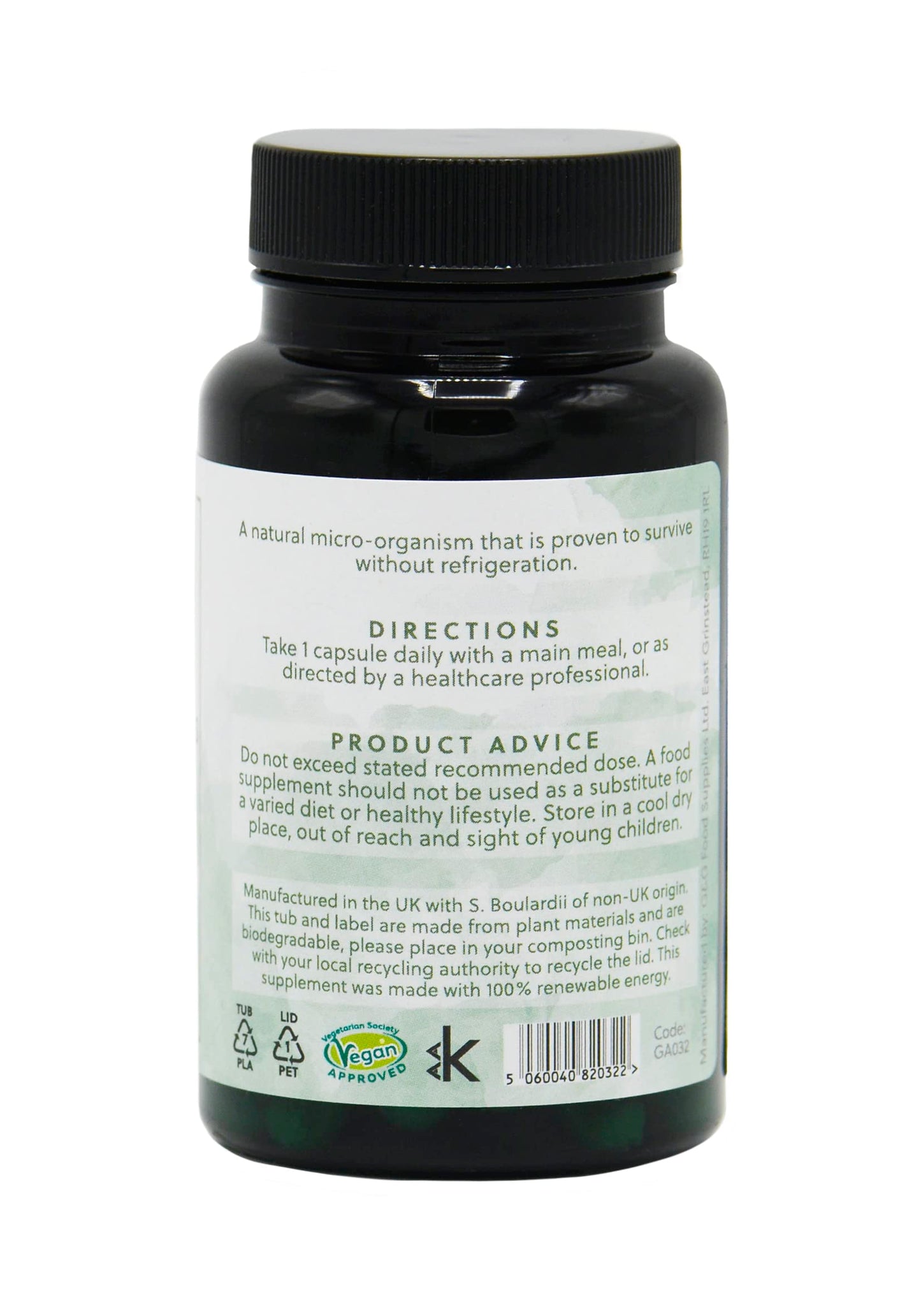 Saccharomyces Boulardii Supplement | Live Bacteria Supplement | 8 Billion Viable Organisms per Capsule | 60 Vegan Capsules | G&G Vitamins