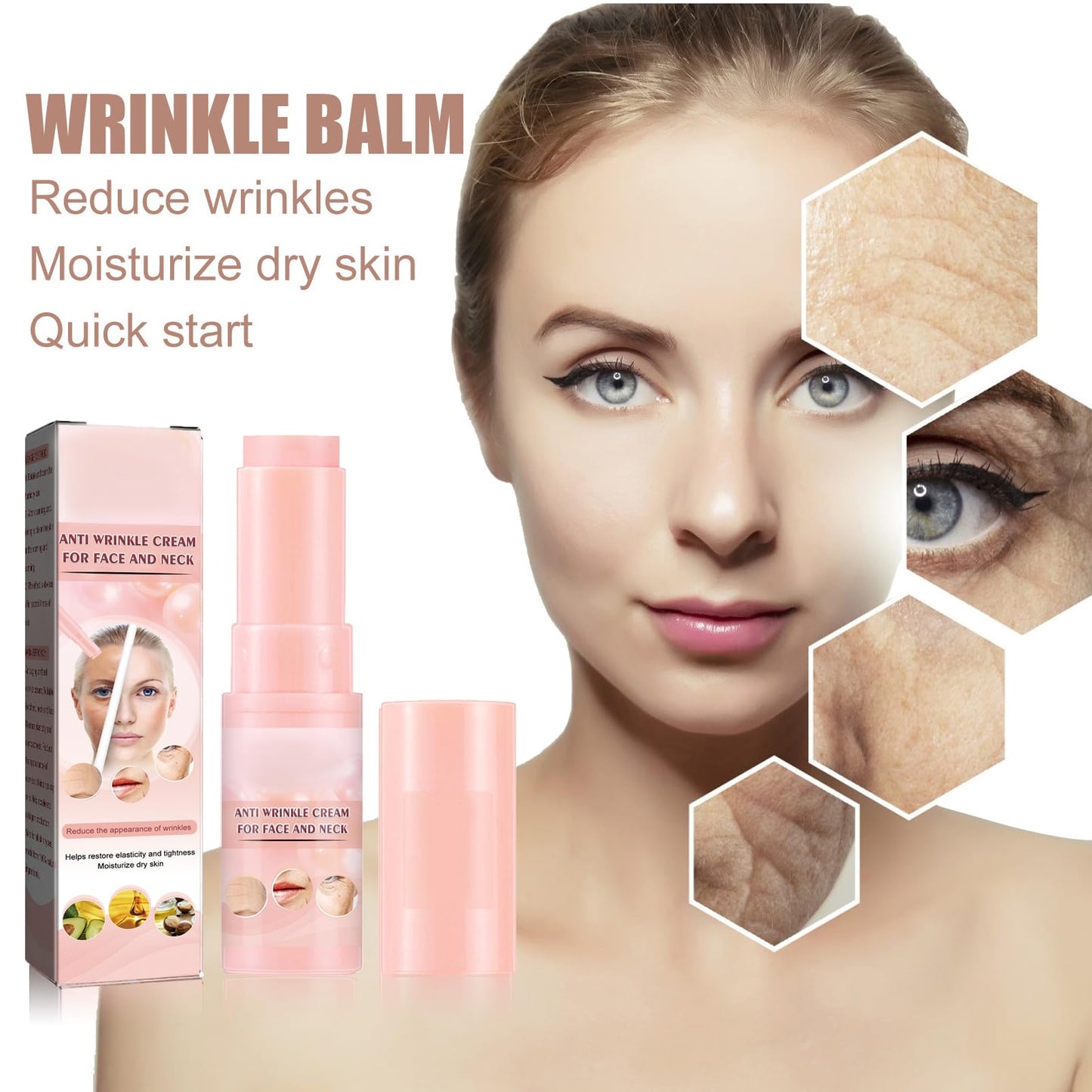 Anti Wrinkles Face Moisturiser Balm,Instant Wrinkle Multi Balm,Collagen Boosting Moisture Balm Stick,Smooth Fine Lines & Anti Aging,Wrinkle Fillers That Work,Diminish Eye & Face Wrinkles-For All Skin