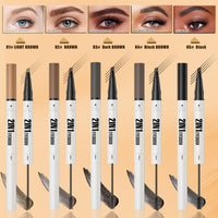ELALRAU Eyebrow Pencil with Eyebrow Gel, 2-in-1 Microblading Eyebrow Pen and Brow Gel with 4 Fork Tip & Precise Brush-Tip for Fuller-Looking Defined Brows, 24H Wear, Waterproof & Smudge-proof, Brown