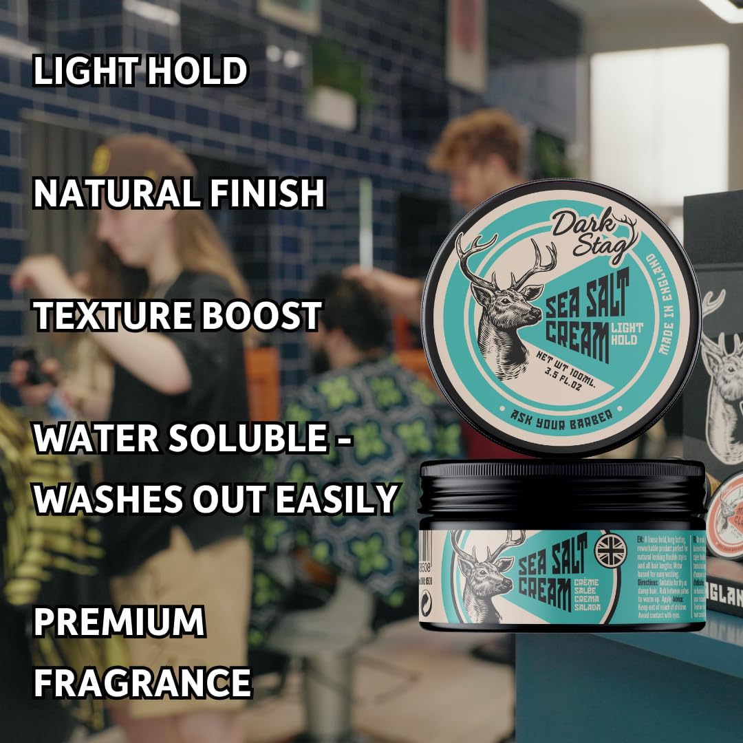 Dark Stag Sea Salt Cream, Light Hold Hair Styling Cream 100ml/3.5oz