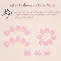EONFAVE 24 Pcs French False Nails - Press on Nails - Full Cover False Nails Nude White Square Stick on Nails - French Fake Nails Stick on Nails for Women and Girlfriend Nail Art