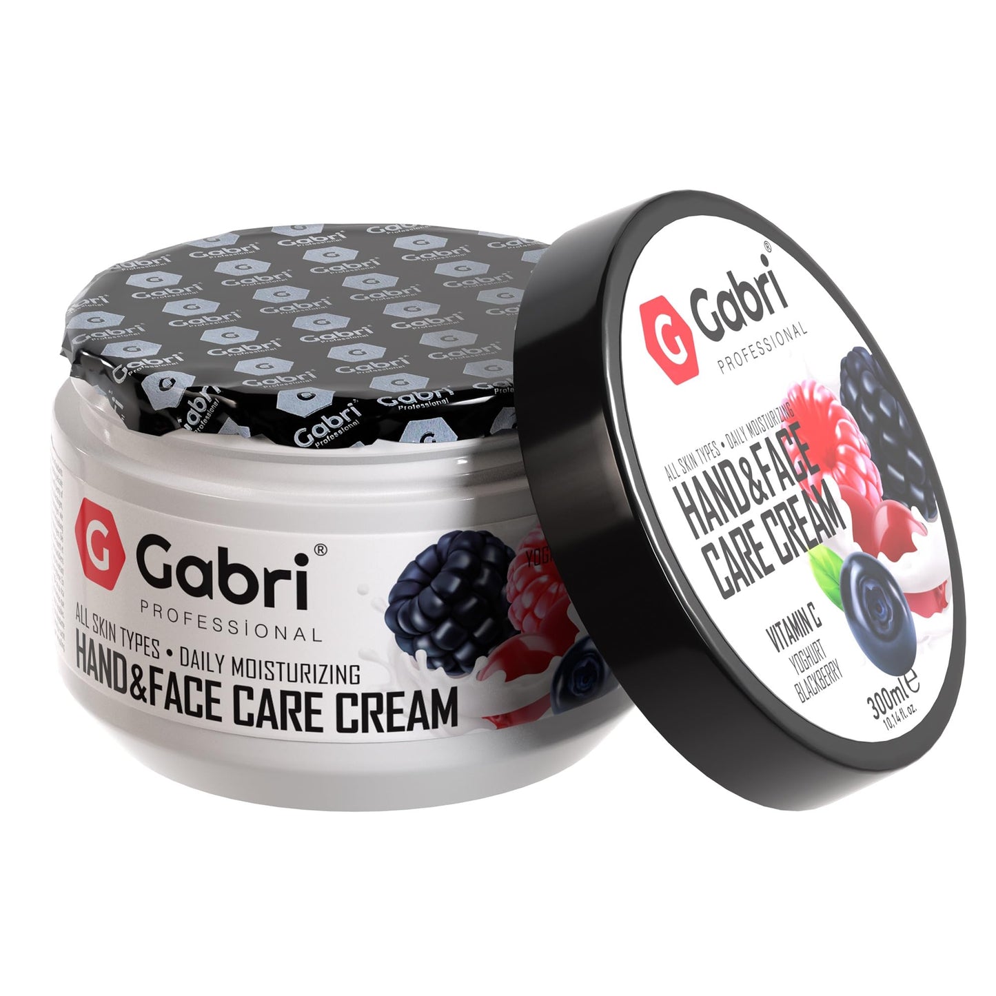 G Gabri Gabri Hand & Face Care Cream 2in1 300ml | Instantly Boosts Moisture Levels, Creates a Protective Layer & Prevents Moisture Loss | Daily Moisturising for All Skin Types (Yoghurt & Blackberry)