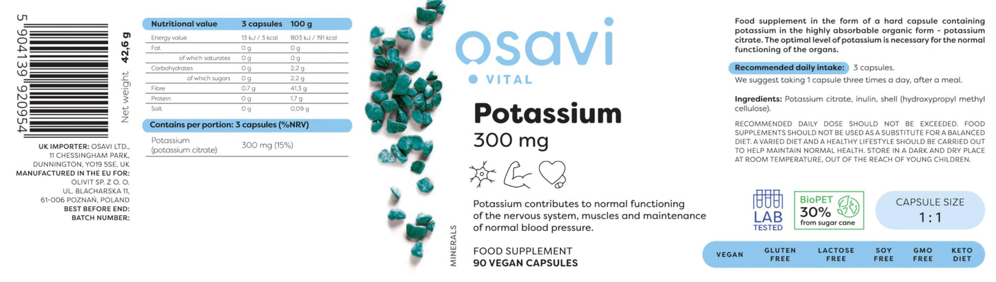 Osavi Potassium, 300mg - 90 Vegan caps