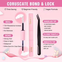 Parriparri Cluster Lashes Kit Clear Band 120Pcs Individual Lashes with Bond and Seal and Lash Extension Applicator Natural Eyelash Extensions Kit False Eyelashes DIY at Home (8-16MM MIX)