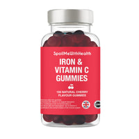 SpoilMeWith Health – Iron & Vitamin C Gummies | Natural Cherry Flavour | Chewable Supplement for Energy & Immune Support | 150 Vegan Gummies