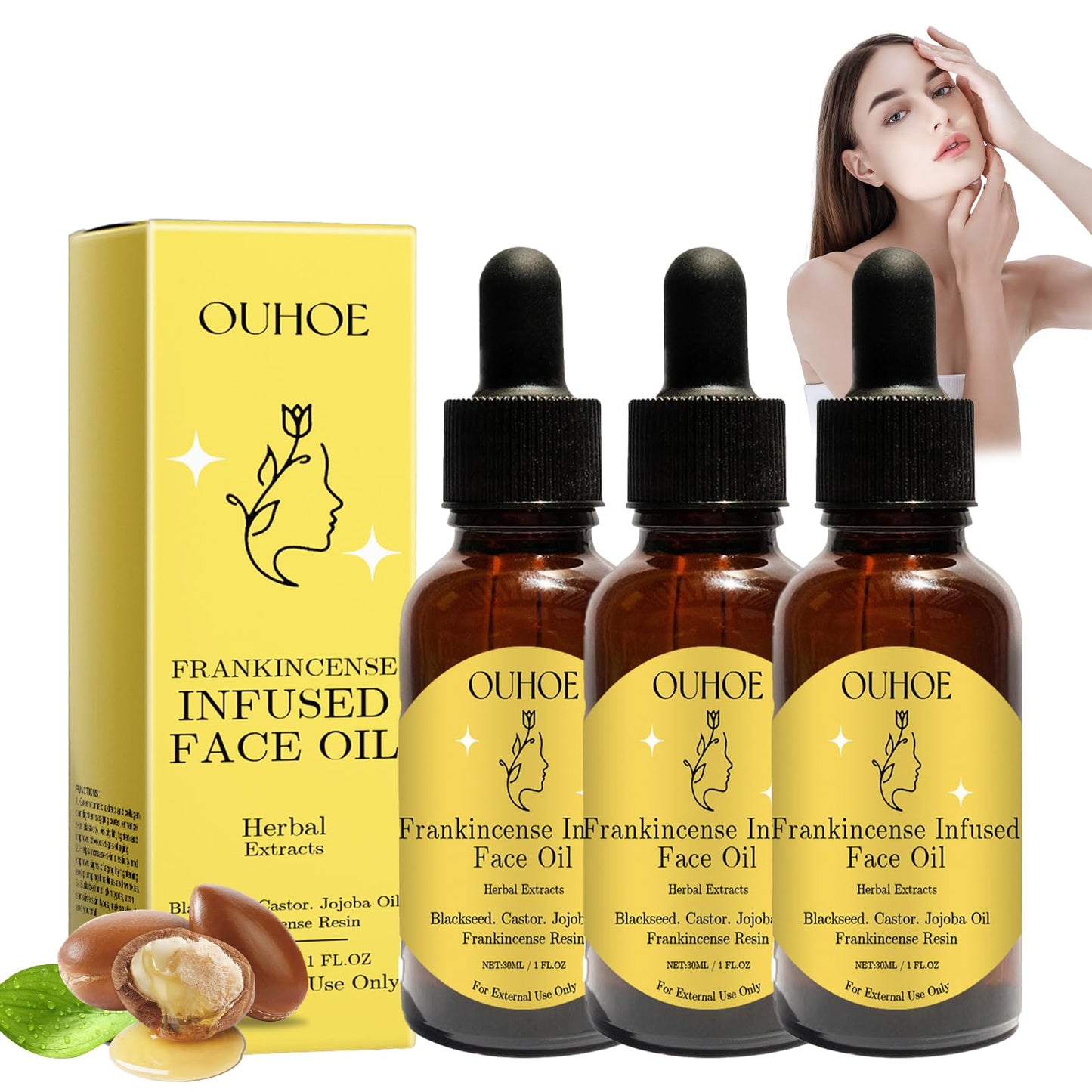 MADGININE 3 Pcs Frankincense Oil for Skin, Frankincense Oil, Frankincense Resin Oil, Deeply Nourishing, Light and Non-Sticky, Improve Skin Conditi, Frankincense Resin Oil for Skin Care