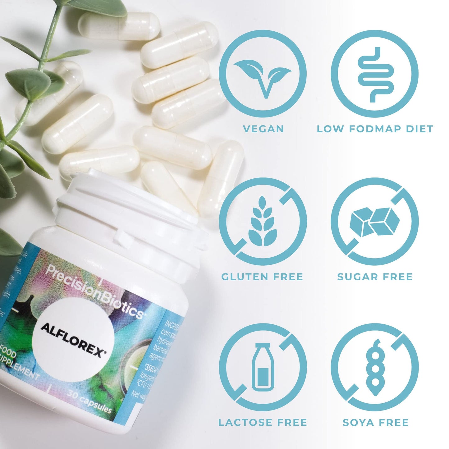 Alflorex Plus Calcium – Daily Gut Health Probiotics - Contains Calcium & Bifidobacterium Longum Bacterial Culture Strain 35624 – No Refrigeration Required - 30 Capsules