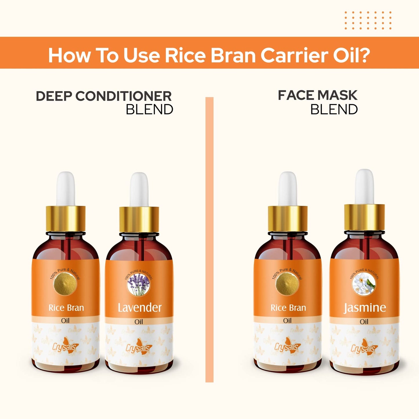 Crysalis Rice Bran (Oryza Sativa L.) Oil | Pure & Natural Undiluted Cold Pressed Carrier Oil - 30ml/1.01fl oz