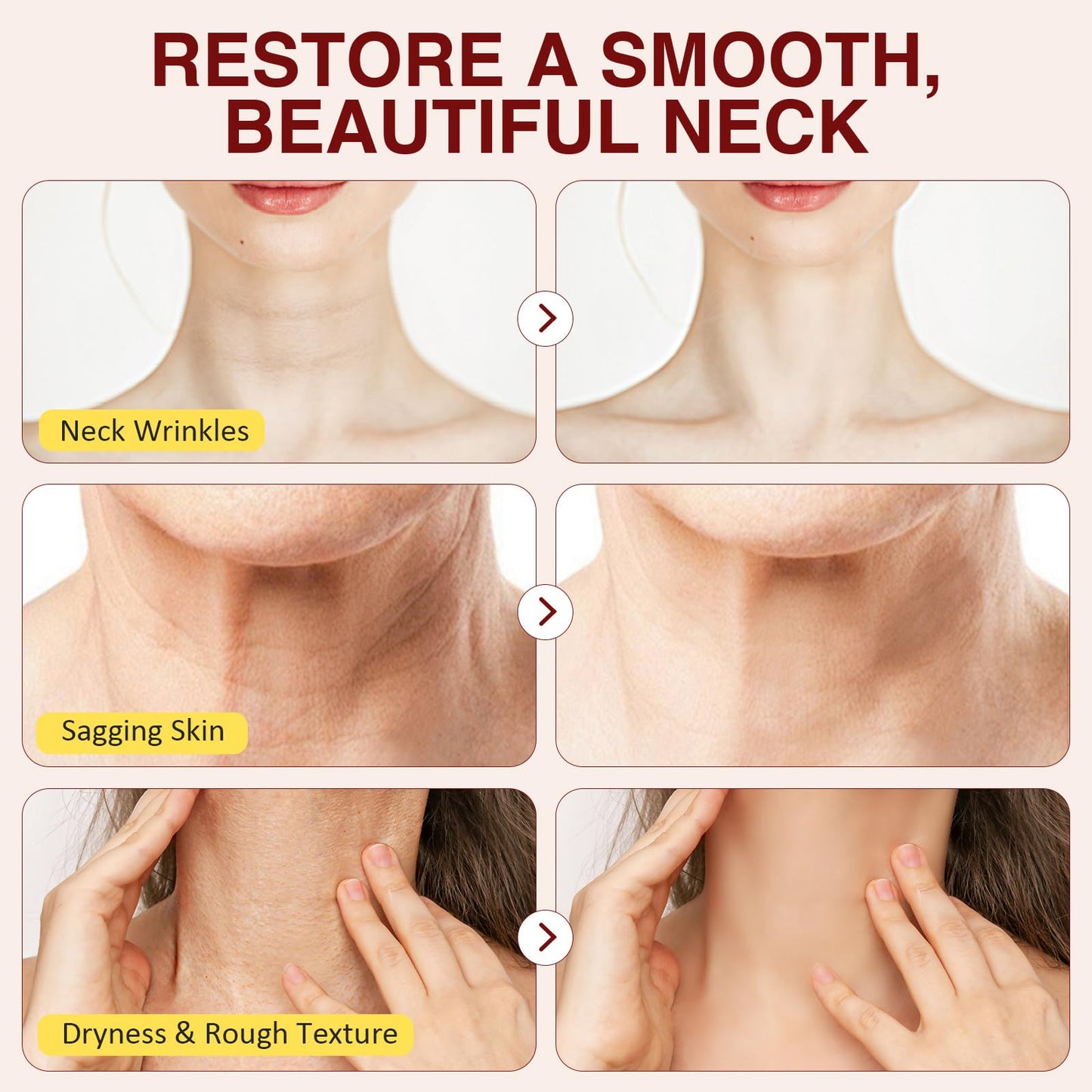 ThamGlow AH-8 Firming Neck Cream, Neck Firming Cream For Loose Skin, With Massage Roller - Tightening Treatment For Sagging Skin, Reduces Lines & Improves Elasticity