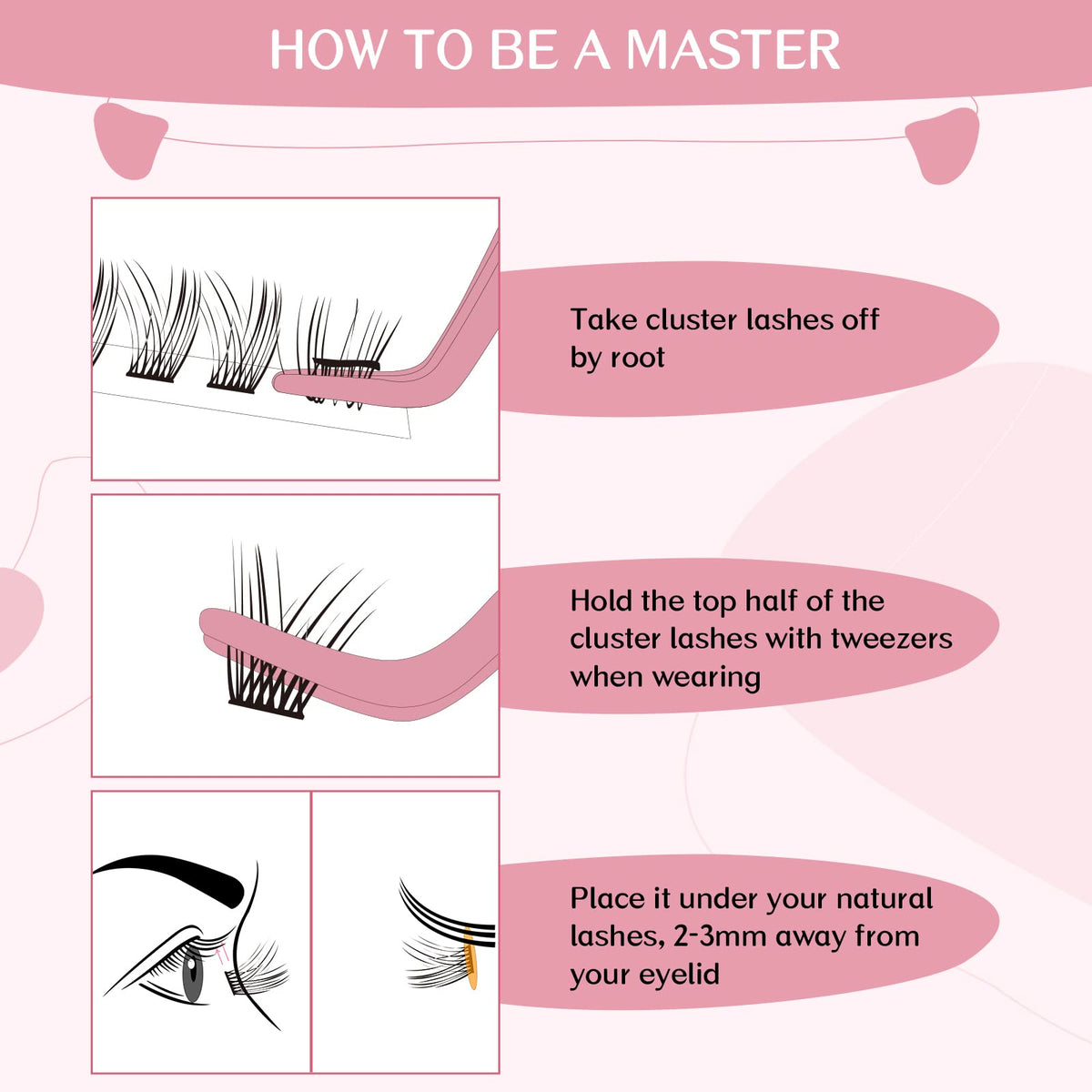 PRO LASHBEAUTY PRO Lash Clusters, 72 Pcs Individual Cluster Lashes 3D Effect DIY Lash Extension 8-16mm Eyelash Clusters Volume Wispy Lashes Super Thin Band Reusable Soft & Comfortable(Adore-3D Fluffy,D-8-16mix)
