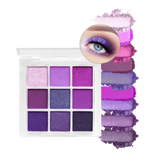 LYNTYAOU Purple Eyeshadow Palette, Pink Make-Up Palettes Shimmer Eye Shadow, Highly Pigmented Matte Shimmering Cool Make up Set, 9 Colour Waterproof Longlasting Eye Shadow Palette