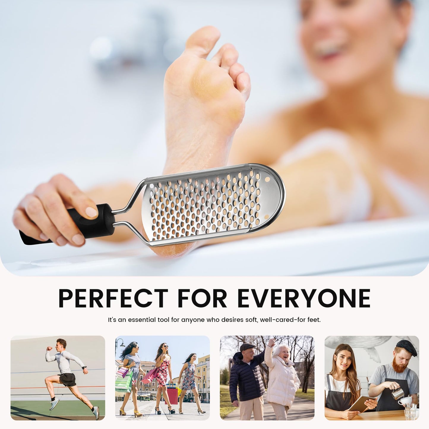 BEZOX Pedicure Foot File Foot Scraper for Hard Skin (XL Size) -Hard Skin Remover Used on Wet or Dry Feet- Huge Plane Surface Foot Scrubber for Soft & Smooth Heels(Black)
