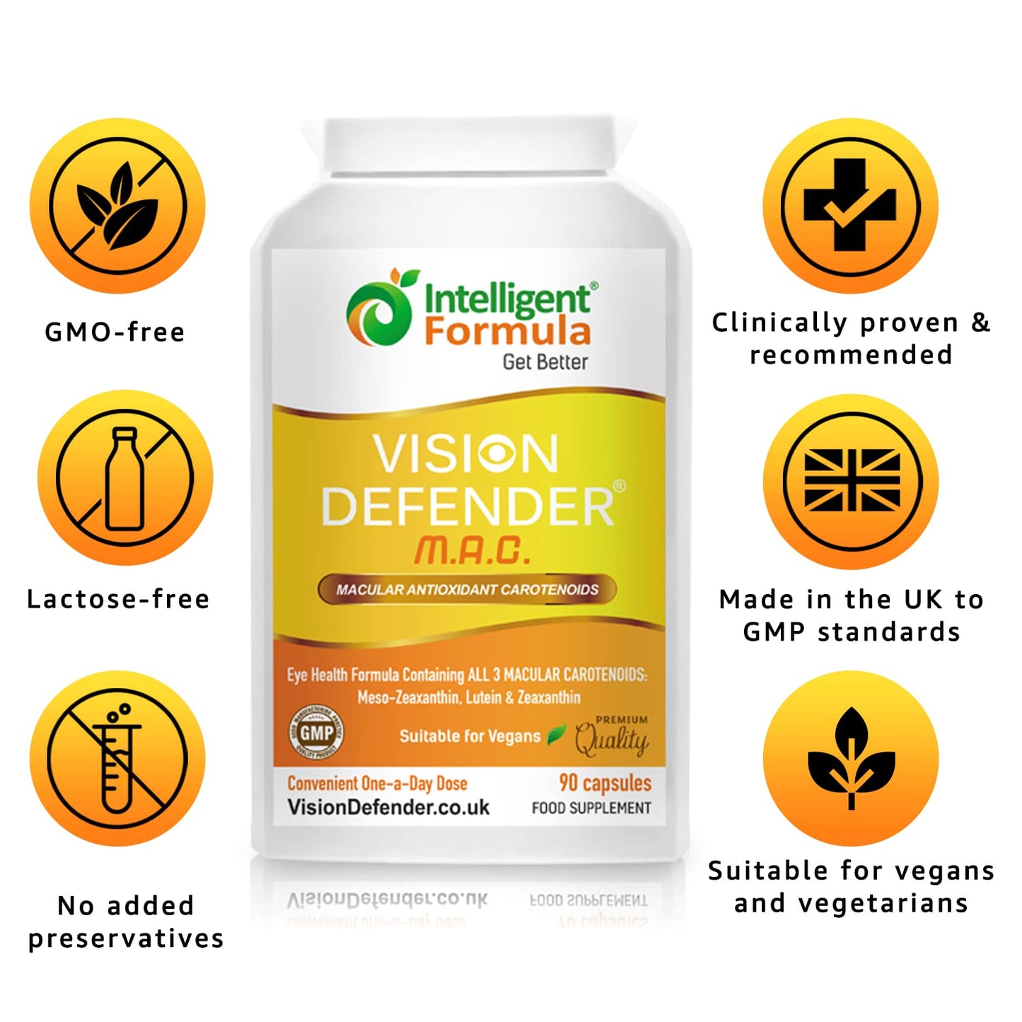 Lutein, Zeaxanthin & Meso-Zeaxanthin Eye Supplement: Vision Defender MAC – Antioxidant Carotenoids “Eye Vitamins” for Eyesight, Eye Care & Health - Vegan/Vegetarian - 90 Capsules/One-A-Day -Made in UK