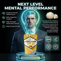 Lions Mane Gummies 4000mg | Super Strength Lion's Mane Supplement | 1 Month Supply | Mushroom Extract | Pineapple Flavour | 60 Vegan Gummies | Sugar Free | Focus, Mental Performance | by NutriVolv