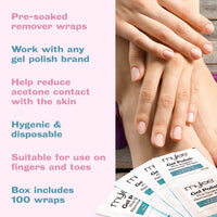 MYLEE Mylee Professional Salon Gel Polish Remover Pre-Soaked Acetone Pads and Foil Wraps for Manicure and Pedicure, Nail Art Cleaner - (100 wipes)