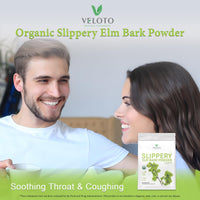 VELOTO Slippery Elm Bark & Slippery Elm Powder Organic 454g, 100% Pure Inner Bark, Natural Herbal Supplement, Soothes Throat, Cough & Digestive Health, Supports IBS, Acid Reflux, Vegan, Gluten Free, Non-GMO