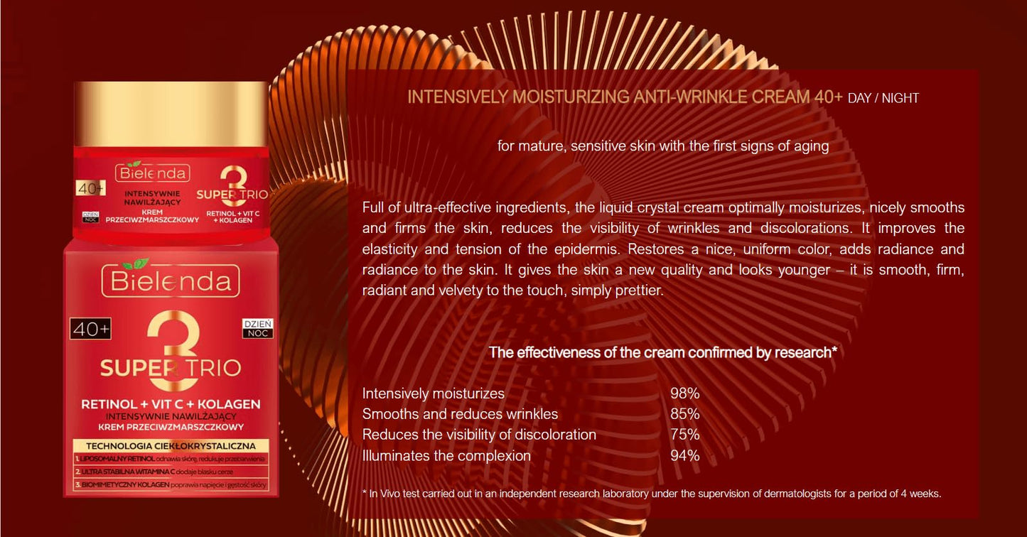 Bielenda Super Trio Retinol + Vit C + Collagen Intensively Moisturizing 40+ Cream 50ml
