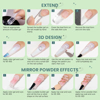 SUPWEE Solid Builder Gel fo Nails, Clear Aurora Green 3D Gel Nail Art 2 Colors Sculpting Gel for Nail Extension Gel Carving Nail Strengthen Hard Gel DIY Nail Art Salon At Home