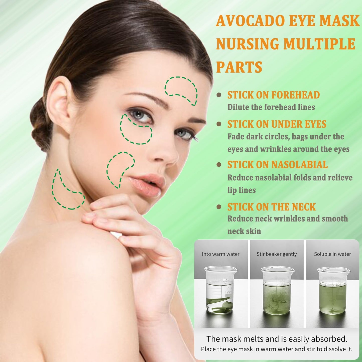 CGBOOM Under Eye Patches, Collagen Under Eye Mask, Dark Circles Under Eye Treatment, Puffy Eyes Bags Under Eyes Removal, Anti-Aging, Reduce Wrinkle, Skincare, Hydrating - 30 Pairs (Avocado)