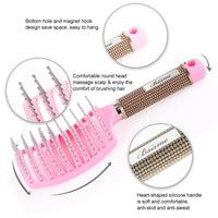 Bsisme 2Pcs Hairbrush for Women, Men and Kids, Detangling Curved Vent Brush for Long Thick Thin Curly Wet or Dry Hair, Styling Tool (Pink & Black)