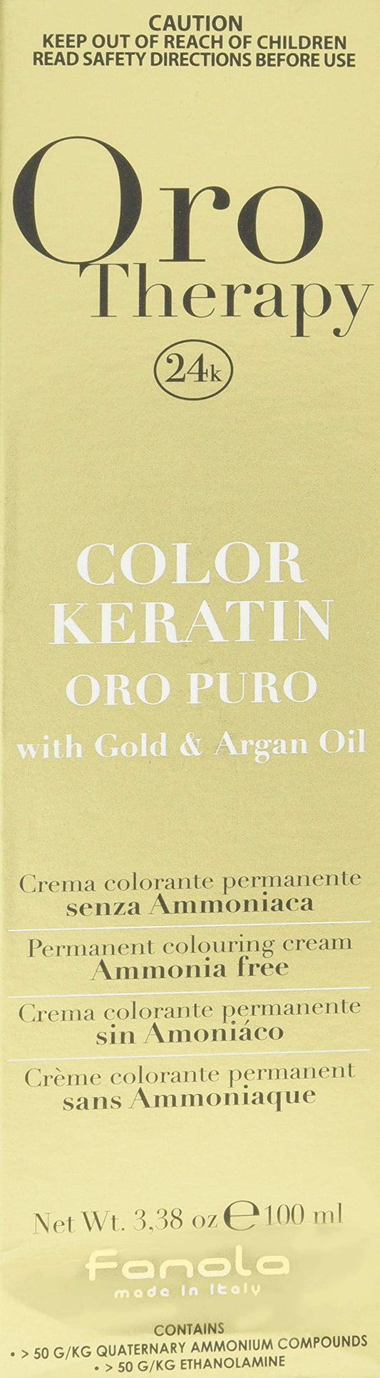 FANOLA Fanola - Oro Therapy Color Keratin Puro, crema colorante permanente 100mL 10.1 Biondo platino cenere