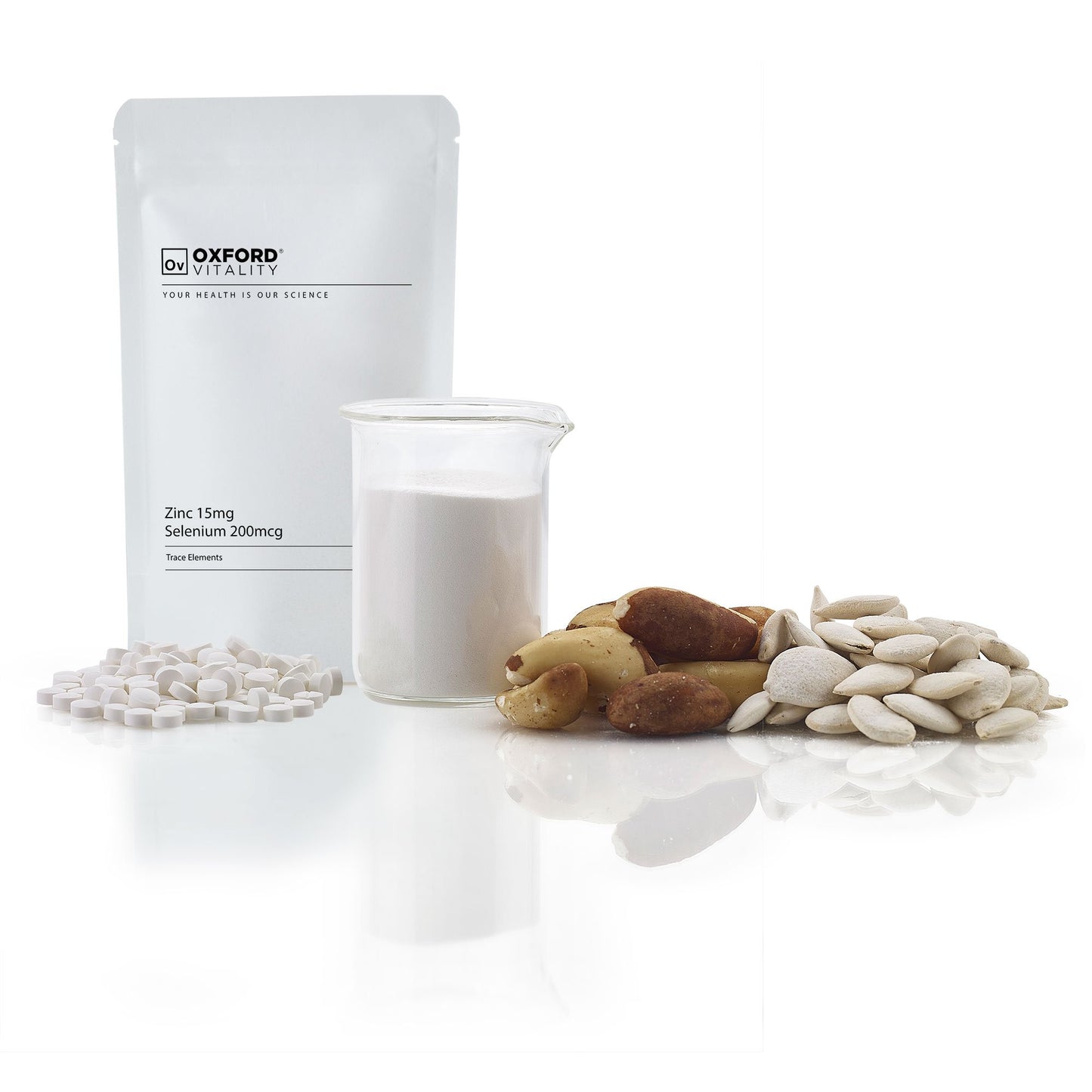 Ov OXFORD VITALITY Selenium 200mcg & Zinc 15mg Tablets | Selenium and Zinc Supplement | Food Supplement | Oxford Vitality