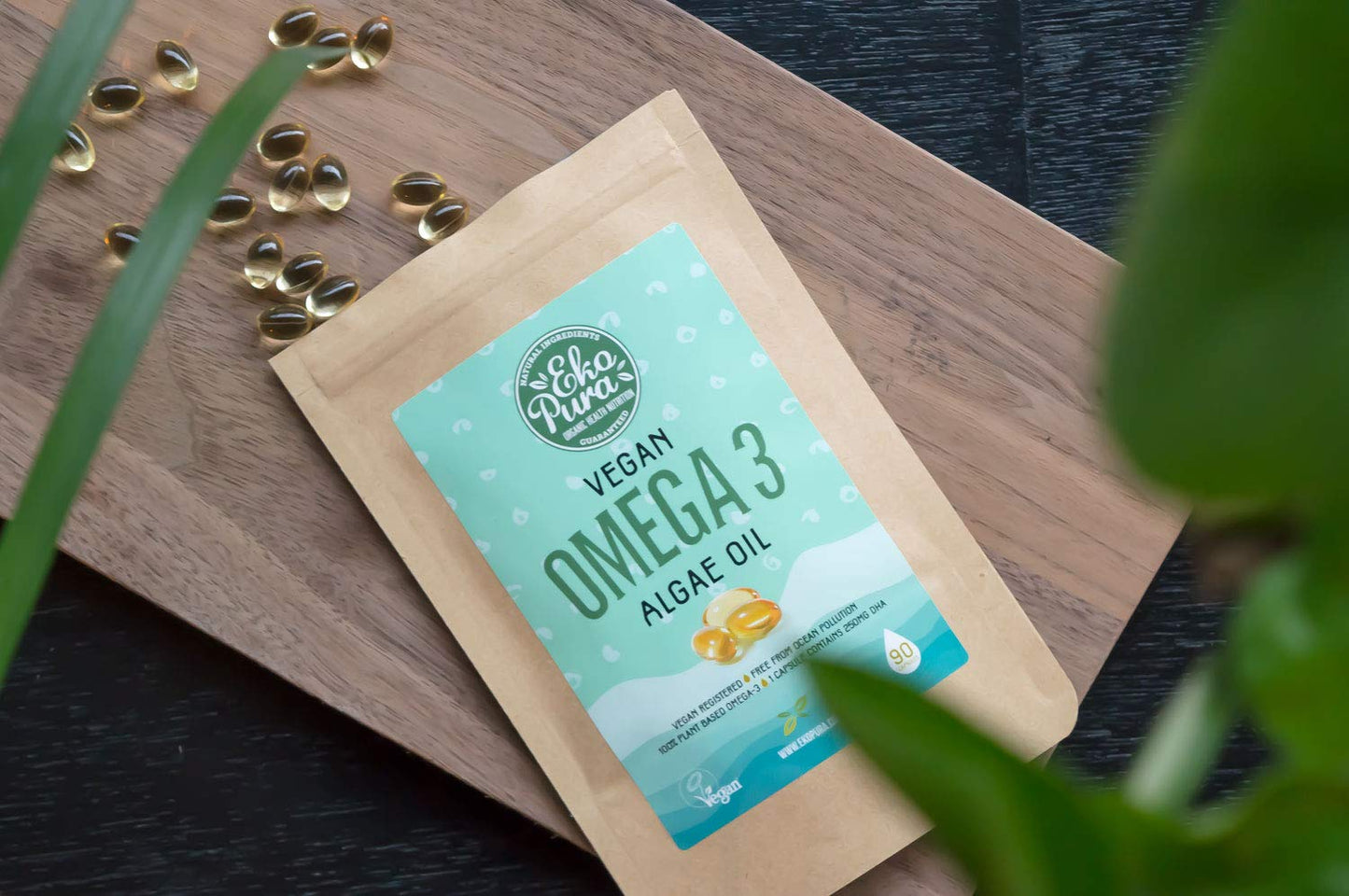 Ekopura Vegan Omega 3 Algae Oil 90 Capsules (250mg) | 250mg DHA Per Capsule | Support Brain & Eye | GMO-Free | Plant-Based Alternative to Fish Oils | 3 Months Supply (1 Capsule per Day)