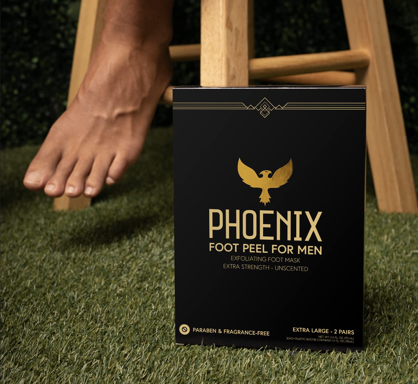 Phoenix Foot Peel for Men - Large - Extra Strength - 2 Pack - Callus Remover - Unscented - Paraben free