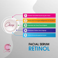 Cherry Cos Retinol Serum with Vitamin A and Wrinkle Away Instant Effect. Skin Renewing Anti-Ageing Face Serum. Age Spots and Milia Remover Skin Care Serum for Your Skincare.