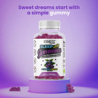 ONYX NUTRA Sleep Gummies with Magnesium | Blueberry Dreams Flavour | Night Bedtime Support | Vegan Chewable Gummys (1)
