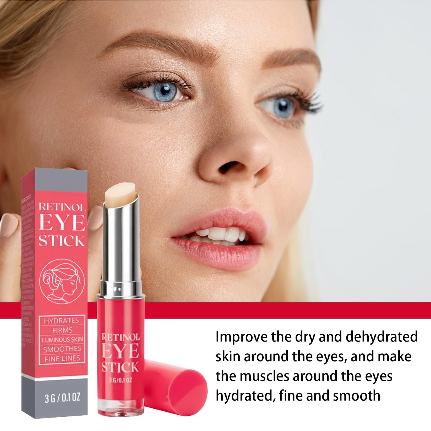 FresFresi Radiant Eye Balm Stick for Anti-Aging, Dark Circles & Puffiness - Moisturizing and Tightening Eye Cream for Skincare