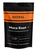 Natral Maca Root Black & Yellow 8000mg Complex enriched with KSM Ashwagandha & Ginseng - 120 High Strength Capsules