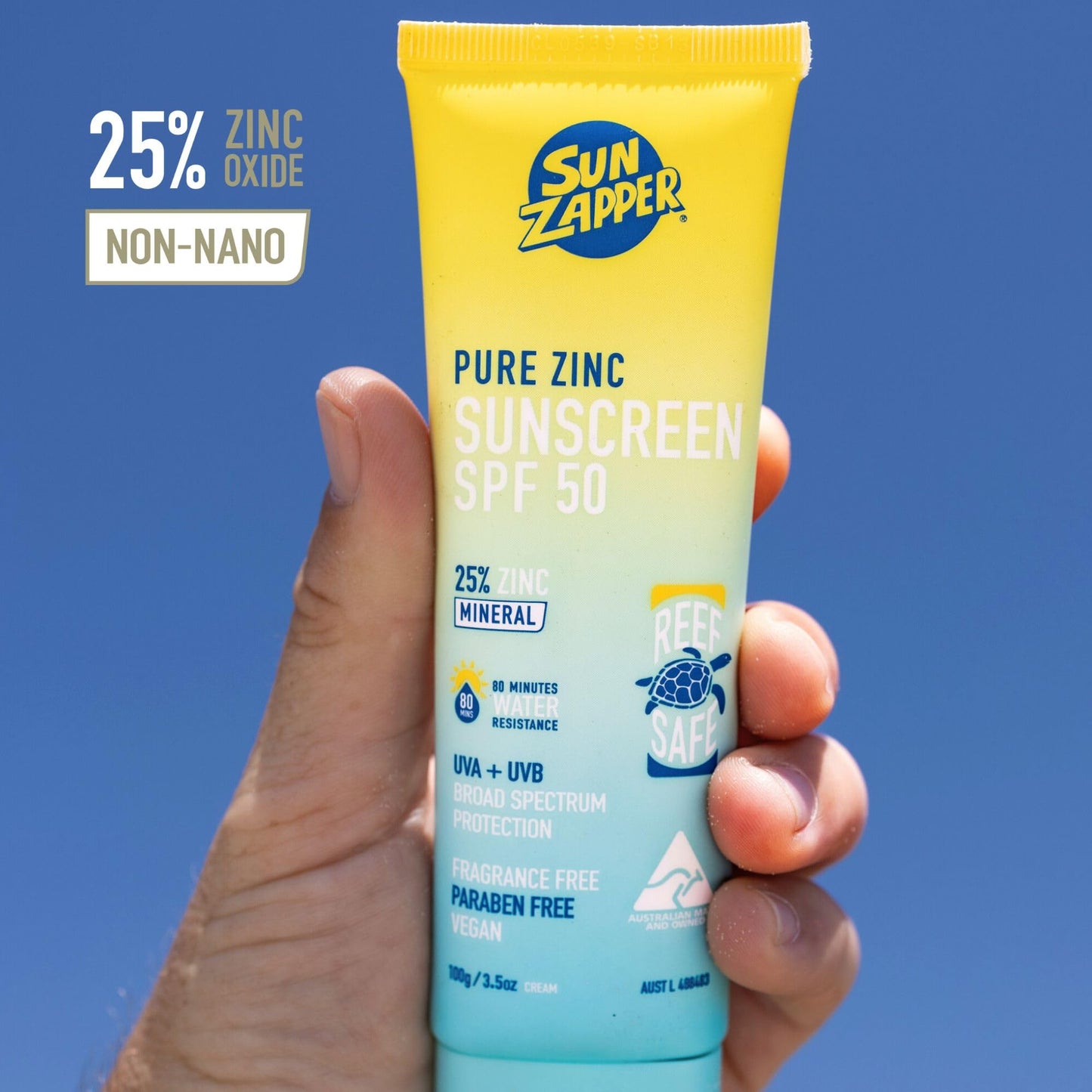 Pure Zinc Sun Cream SPF 50 Sun Zapper Reef Safe Mineral Non Nano Zinc Sunscreen Made in Australia