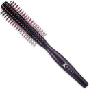 Kobe Professional Small Round Hair Brush and Quiff Roller for Men | Black 15mm 8-Row Double Bristles | Comfort Ball-Tipped Pins, Non-Slip Grip, Anti-Static Volumising Styling Tool Barber Supplies