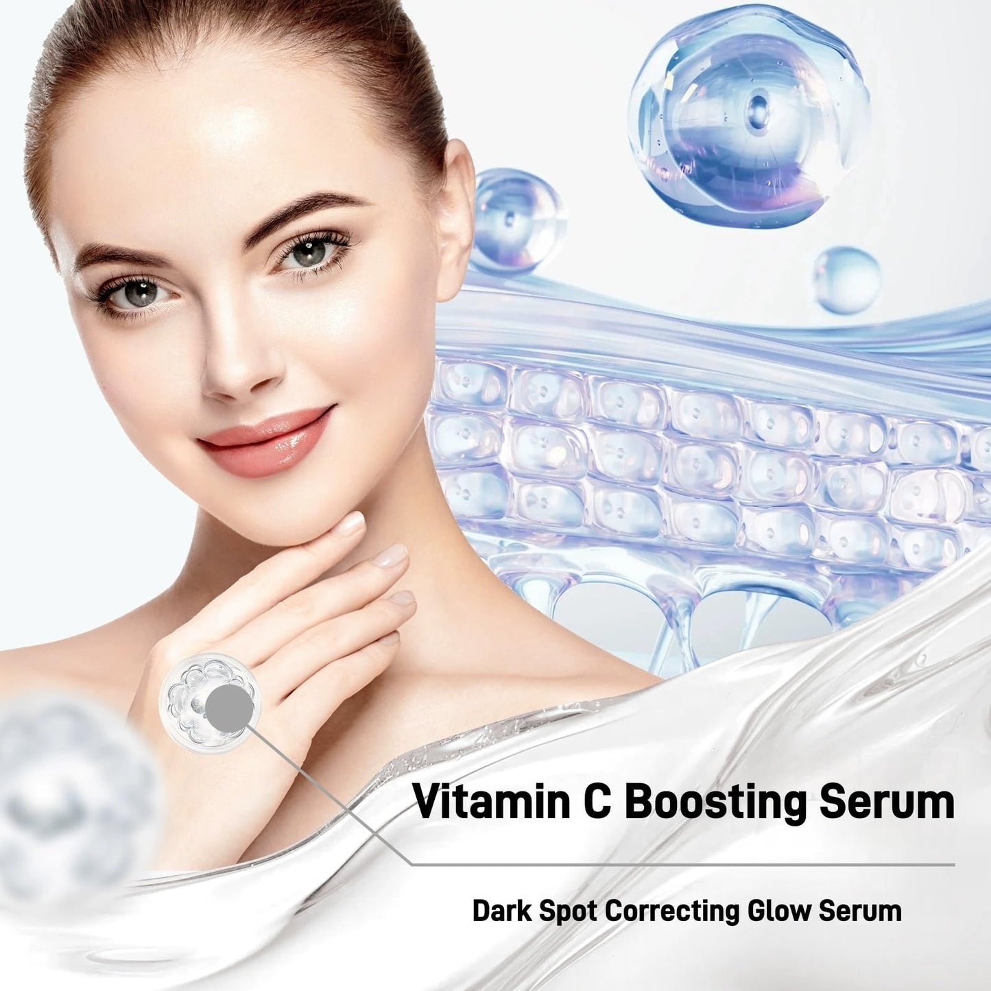 Oumun Vitamin C Boosting Serum,Vitamin C Serum for Face with Hyaluronic Acid,Anti Aging & Wrinkle Facial Serum for Women & Men,Dark Spot Correcting Glow Serum,Face Serum for Women,Fa-ce Firming Ser-um